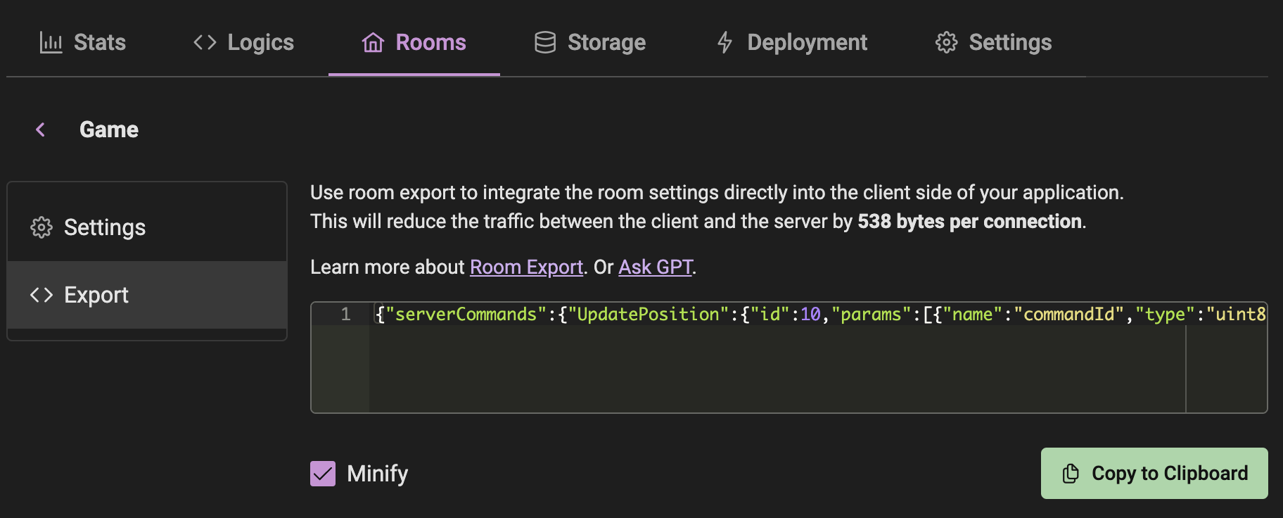 Optimization Code JSON